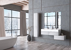 Акватон Мебель для ванной Сакура 120 с двумя чашами ольха наварра/белая – фотография-2